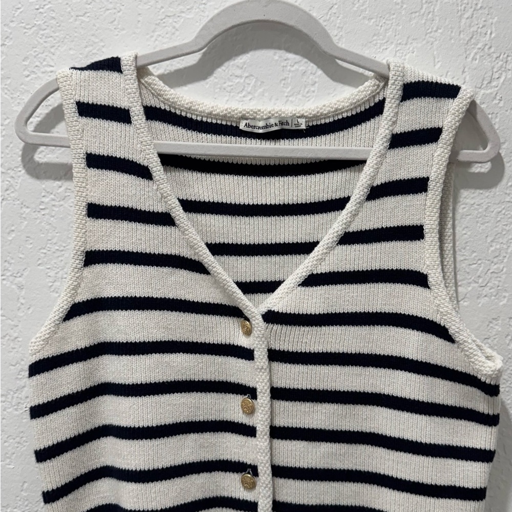 Striped Knit Vest with Buttons